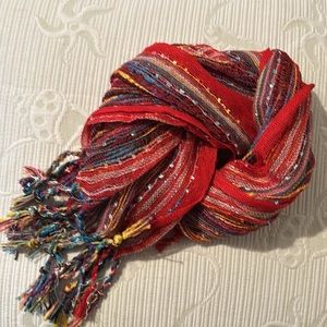 New!Imported Hobo fringed red scarf